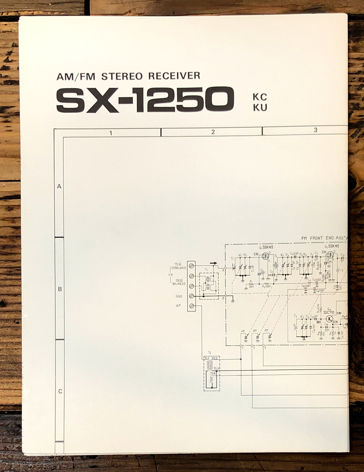 Pioneer SX-1250 KC KU Receiver Large Fold Out Schematic *Original*