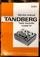 Tandberg Model 12 Reel to Reel Service Manual *Original*