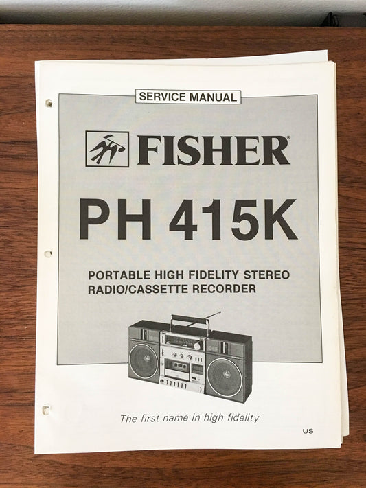Fisher PH 415K Cassette Recorder Service Manual *Original*
