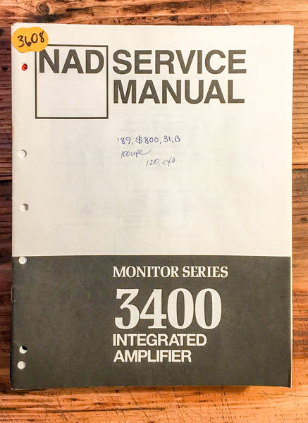 NAD Model 3400 Amplifier  Service Manual *Original*