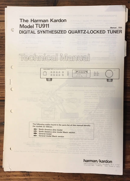 Harman Kardon HK TU911 TU-911 Tuner Service Manual *Original* #2