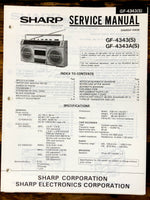 Sharp GF-4343 GF-4343A Radio / Boombox  Service Manual *Original*