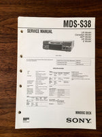 Sony MDS-S38 MD Mini Disc Service Manual *Original*