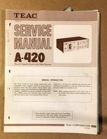 Teac / Tascam Model A-420 Cassette  Service Manual *Original*