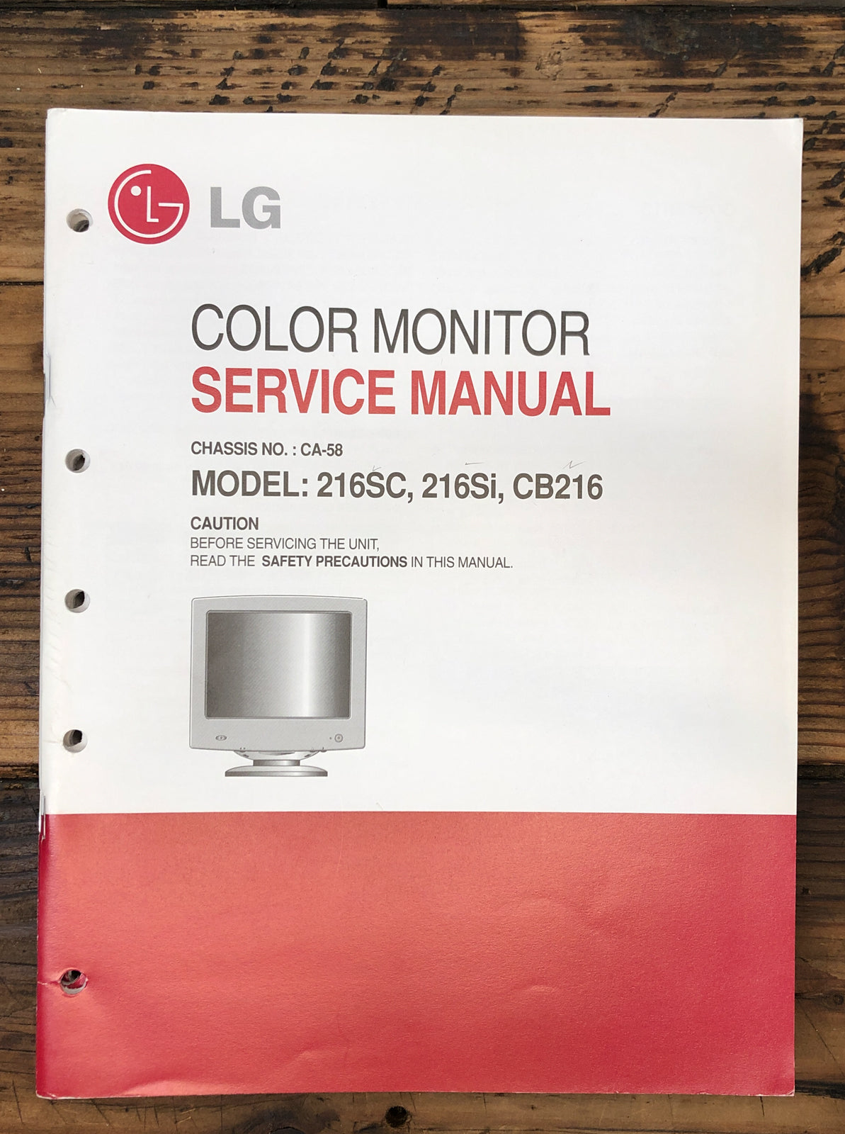 LG Model 216SC 216Si CB216 Monitor  Service Manual *Original*