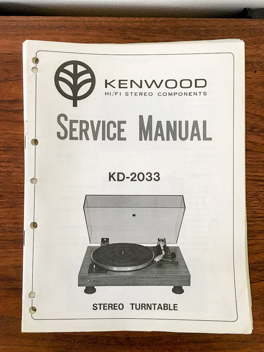 Kenwood KD-2033 Record Player / Turntable Service Manual *Original*