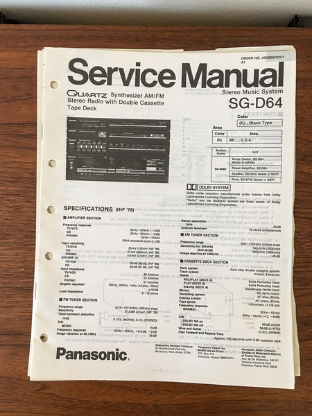 Panasonic SG-D64 Stereo Service Manual *Original*