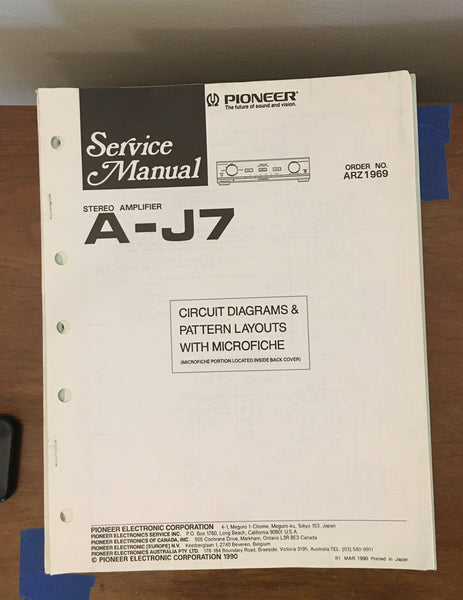 Pioneer A-J7 Amplifier Service Manual *Original*