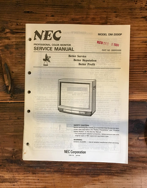 NEC Model DM-2000P Monitor Service Manual *Original