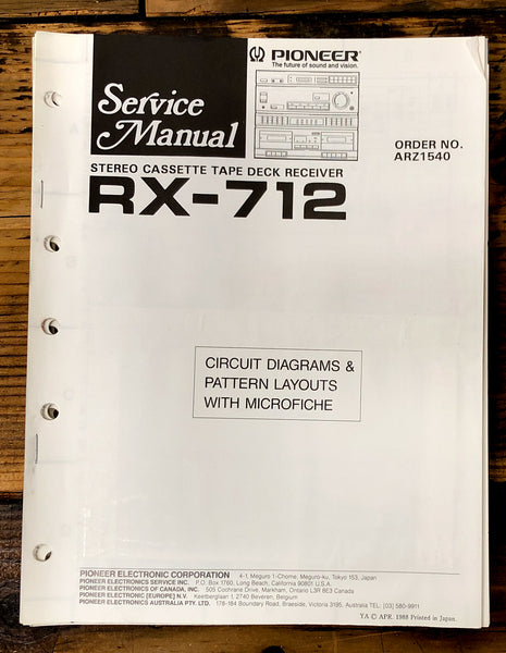 Pioneer RX-712 Cassette  Service Manual *Original*