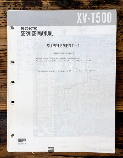 Sony XV-T500 Video Editor Supp. Service Manual *Original*