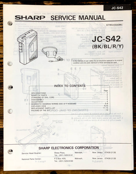 Sharp JC-S42 Cassette Service Manual *Original*