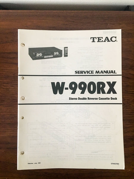 TEAC W-990RX Cassette Service Manual *Original*