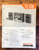 Sony TC-530 Reel to Reel Service Manual *Original* #1