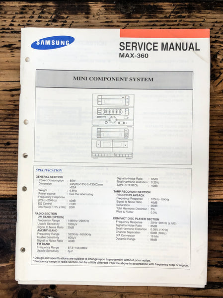 Samsung MAX-360 Stereo  Service Manual *Original*