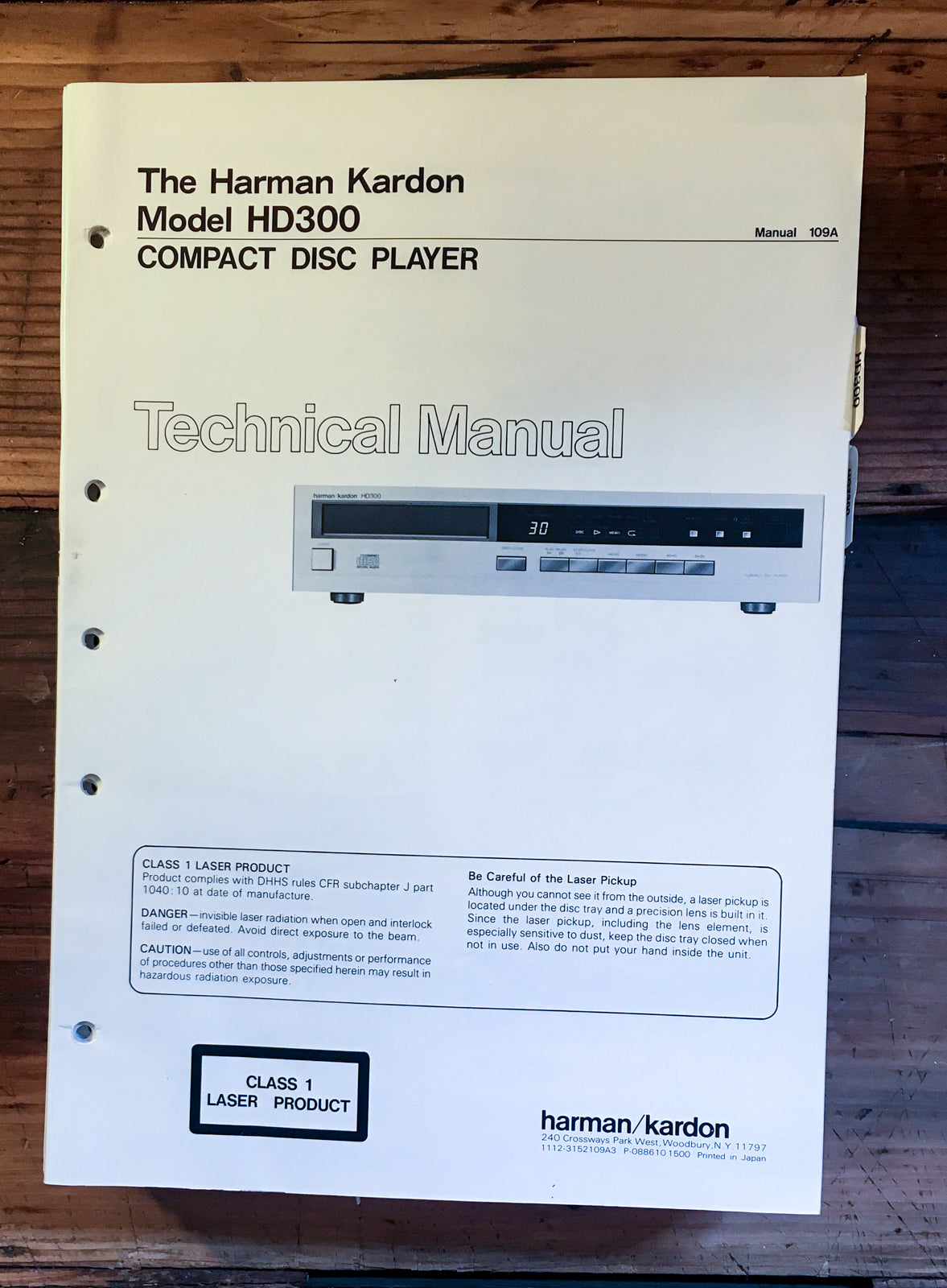 HK Harman Kardon HD300 HD-300 CD Player Service Manual *Original*