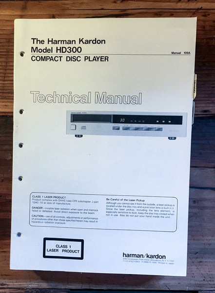 HK Harman Kardon HD300 HD-300 CD Player Service Manual *Original*