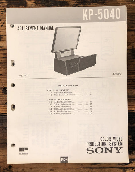 Sony KP-5040 Video Projector  Service Manual *Original* #1