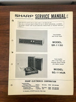 Sharp SR-113U SR-113 U SR-114 UA Stereo Service Manual *Original*