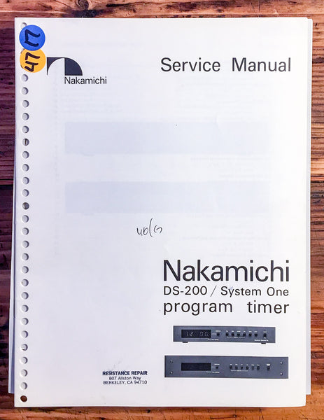 Nakamichi DS-200 Program Timer  Service Manual *Original*