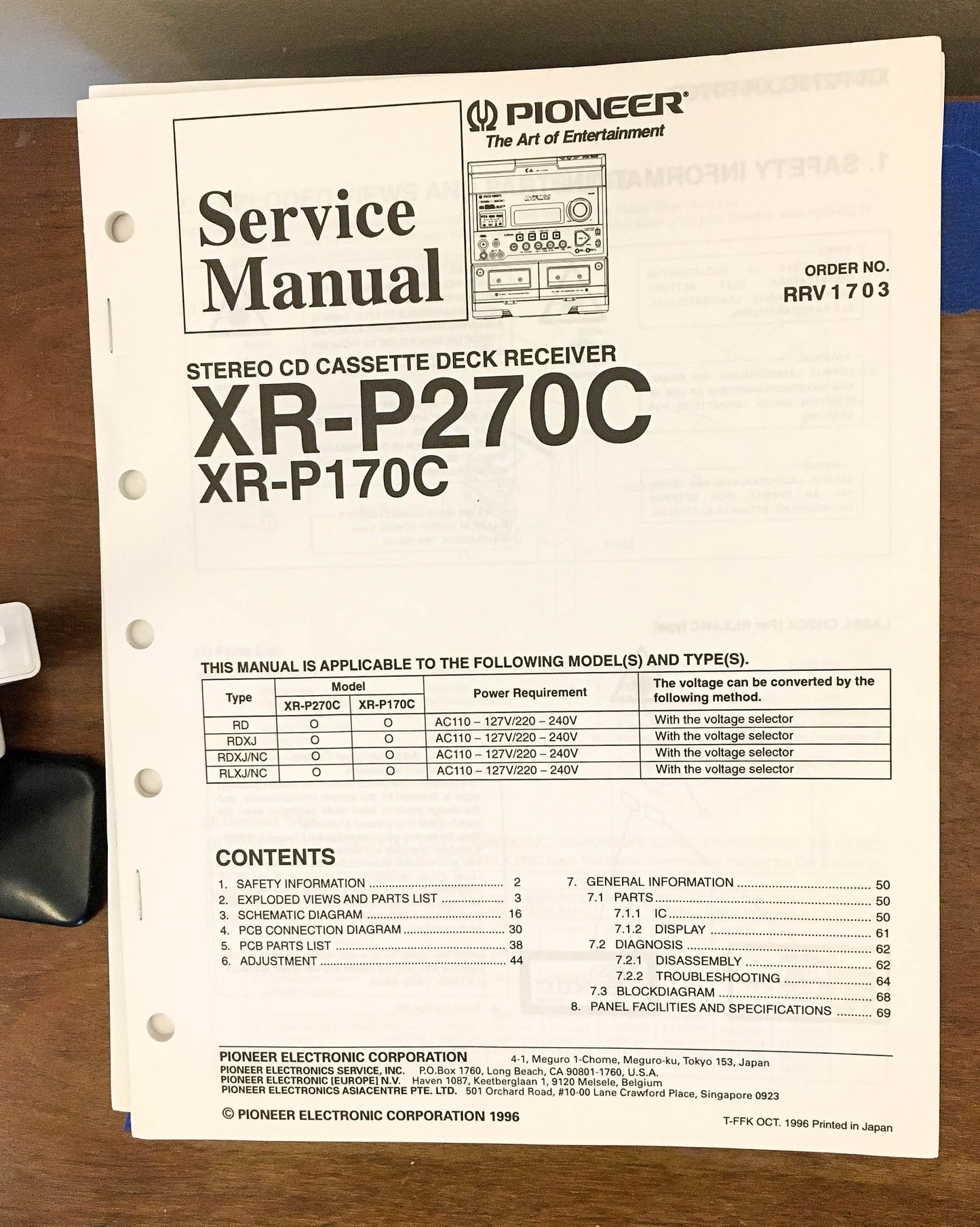 Pioneer XR-P270C Stereo System Service Manual *Original* #1