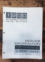 Stereotech Model 1200 Receiver Service Manual *Original*