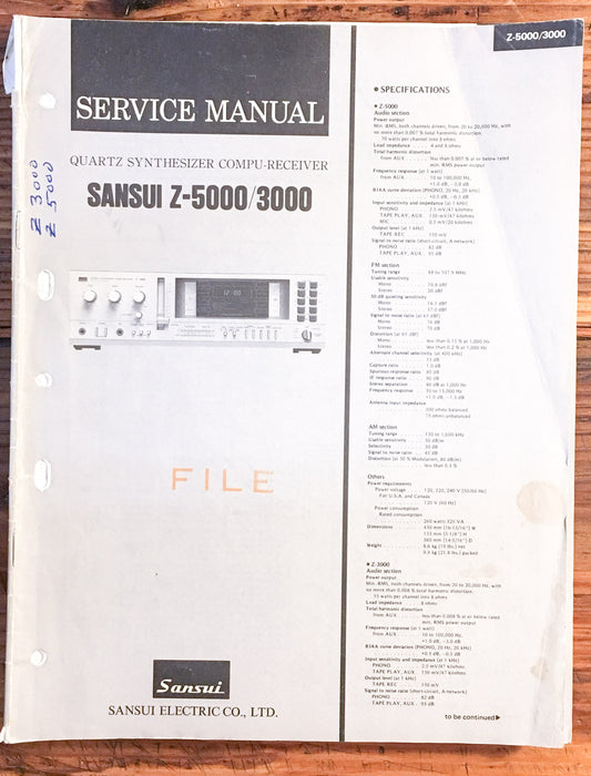 Sansui Z-3000 Z-5000 Receiver  Service Manual *Original*