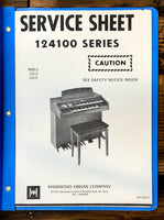 Hammond Organ 124100 Series  Service Manual *Original*