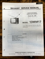 Sharp 13MM17 TV  Service Manual *Original*