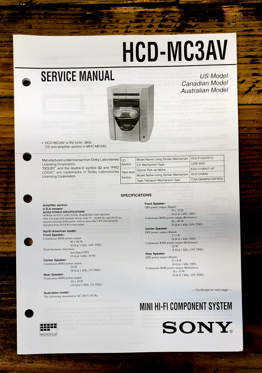 Stereo Service Manual *Original* – Vintage Audio Store - Vintage ...