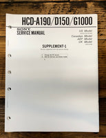 Sony HCD-A190 HCD-D150 HCD-G1000 Stereo Supp. Service Manual *Original*