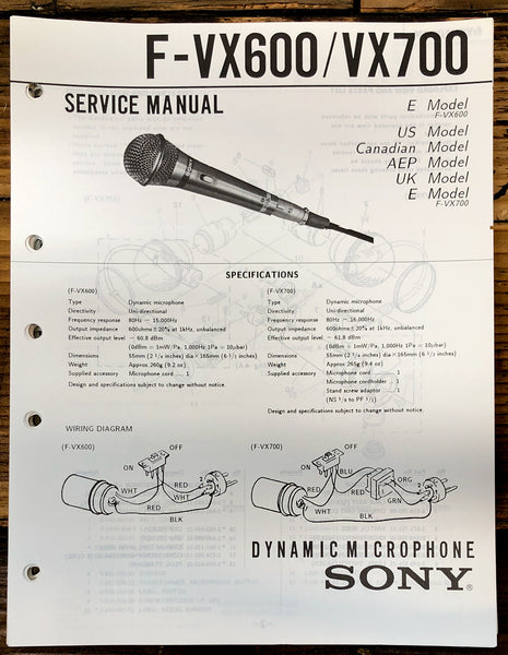 Sony F-VX600 -VX700 Microphone  Service Manual *Original*