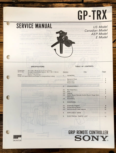 Sony GP-TRX Remote  Service Manual *Original*