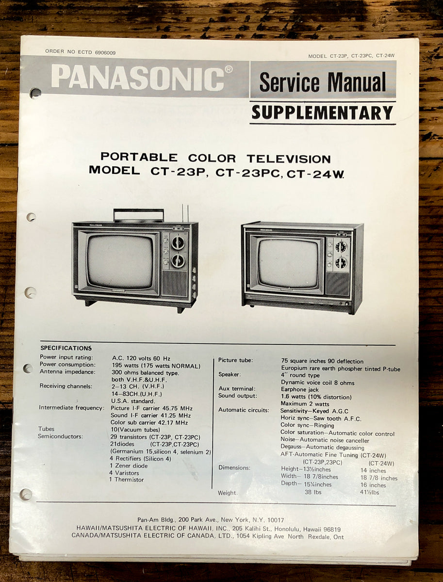 TV / Television Service Manual *Original* – Vintage Audio Store - Vintage Service Manuals ...