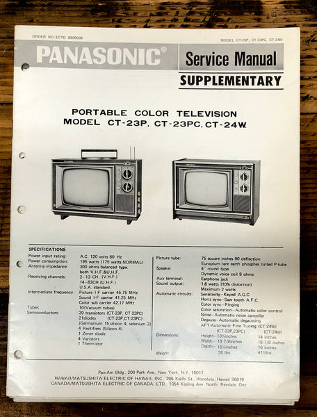 Panasonic CT-23P CT-23PC CT-24W TV / Television  Service Manual *Original*