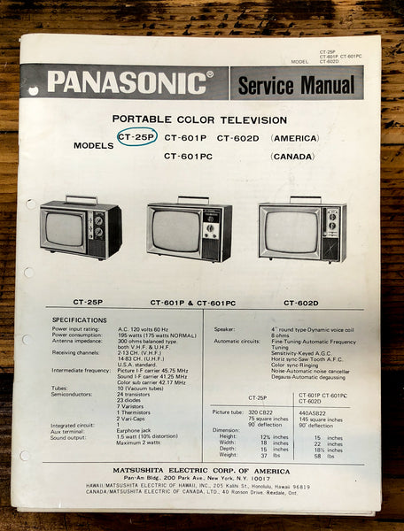 Panasonic CT-25P CT-601P CT-602D CT-601PC TV  Service Manual *Original*