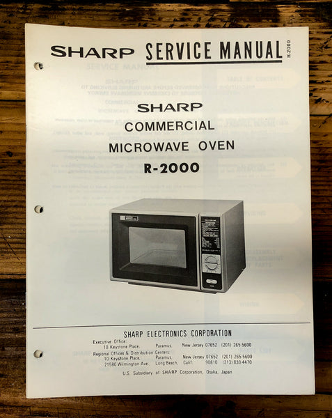 Sharp R-2000 Microwave  Service Manual *Original*