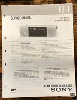 Sony EZ-7 Clock Radio  Service Manual *Original*