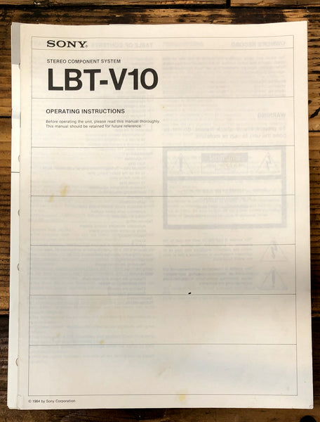 Sony LBT-V10 Stereo  Owner / User Manual *Original*