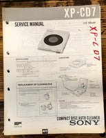 Sony XP-CD7 CD Cleaner  Service Manual *Original*