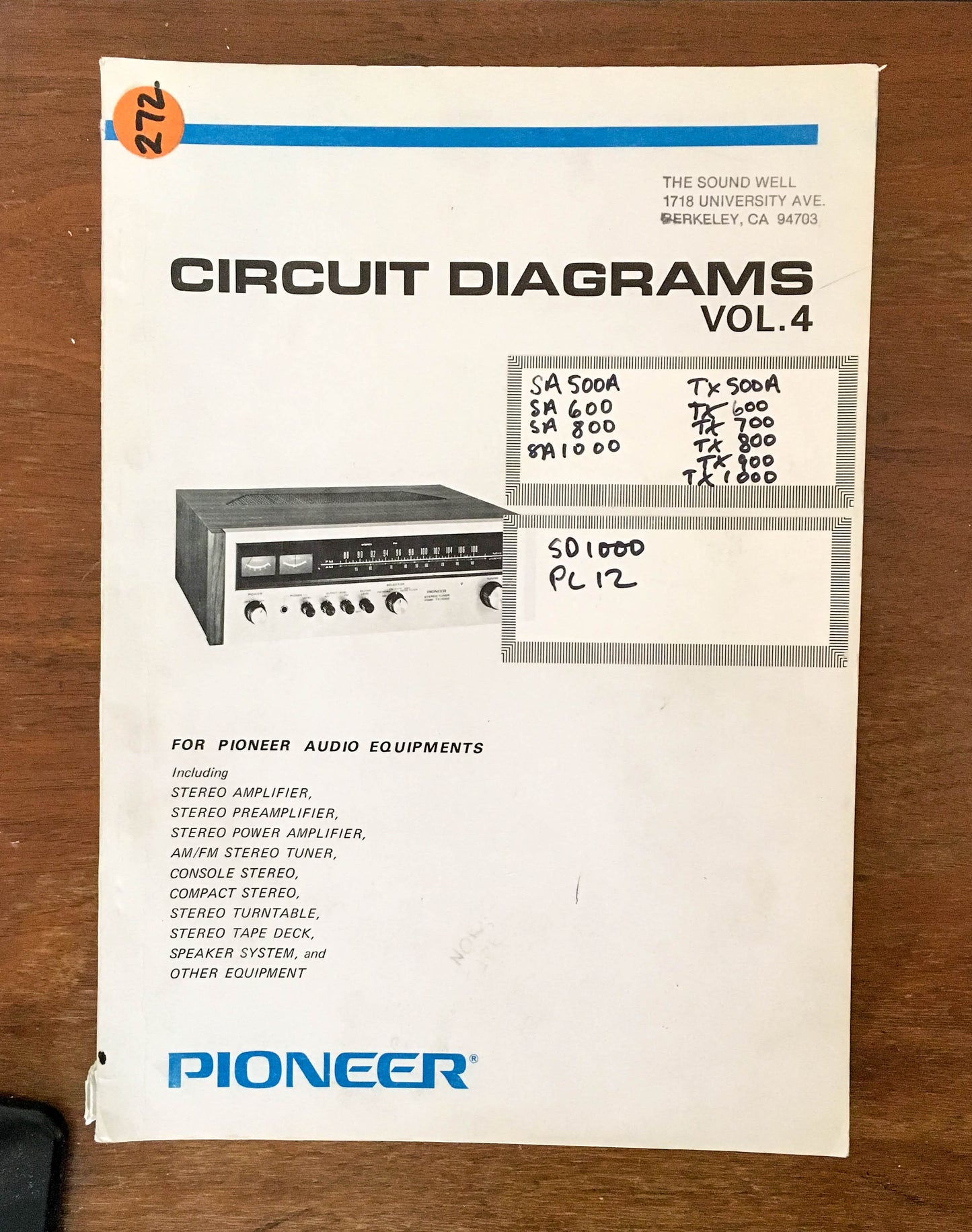 Pioneer SA 500A 600 800 SD 1000 TX 900 1000   Circuit Diagrams Vol. 4 *Original*