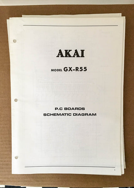 Akai GX-R55 Cassette Deck Schematic Diagram Manual *Original*