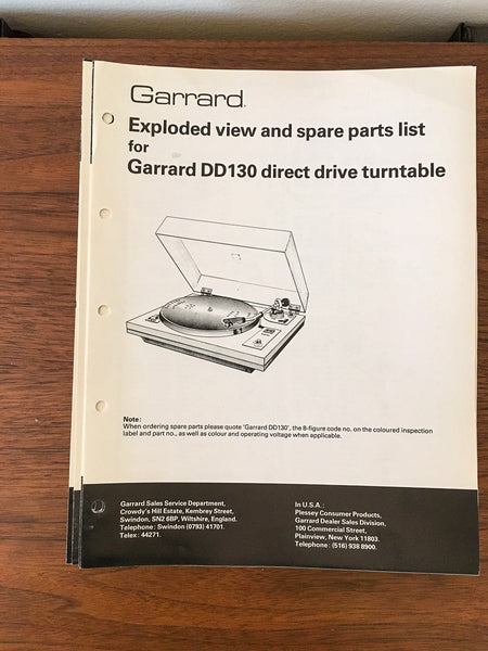 Garrard DD130 DD-130 Record Player / Turntable Service Manual *Original* #2