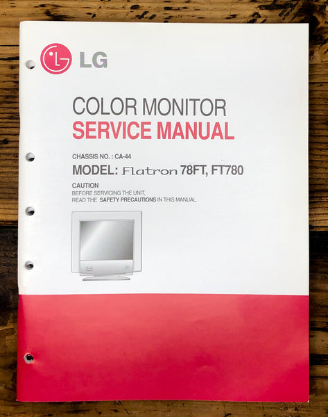 Goldstar CA-44 Flatron 78FT FT780 Color Monitor Service Manual *Original*