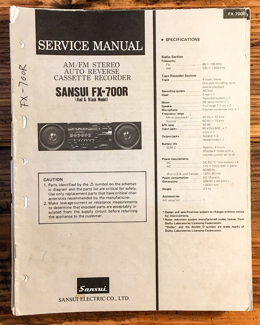Sansui FX-700R Cassette  Service Manual *Original*