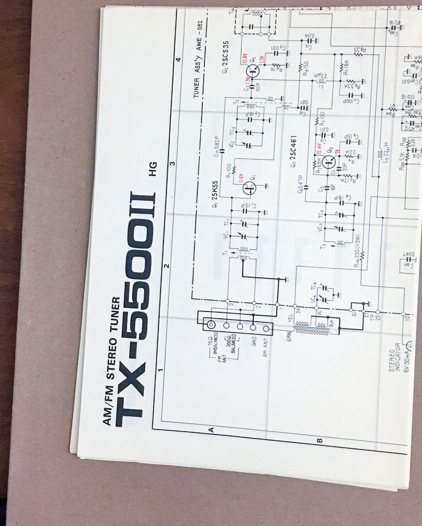 Pioneer TX-5500 II Tuner  Large Fold Out Schematic *Original* #1