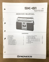 Pioneer SK-61 Radio Cassette Service Manual *Original*