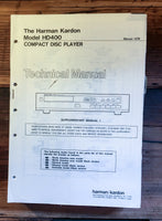 HK Harman Kardon HD400 HD-400 CD Player Service Manual *Original*