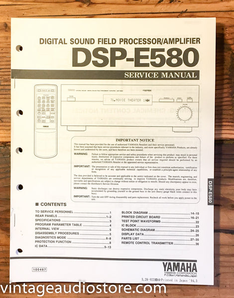 Yamaha DSP-E580 Amplifier  Service Manual *Original*