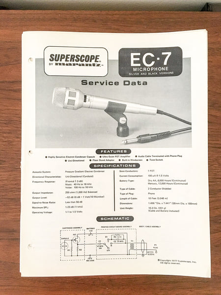Superscope / Marantz EC-7 Microphone Service Manual *Original*